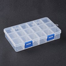 Honeyhandy Organizer Storage Plastic Boxes, Rectangle, White, 16.5x10.8x3cm, compartment: 3x2.5cm, 18 compartment/box