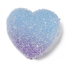 Honeyhandy Resin Cabochons, Imitation Candy, Two Tone, Gradient Color, Heart, Azure, 15.5x17x6mm