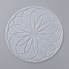 Honeyhandy DIY Coaster Silicone Molds, Resin Casting Molds, For DIY UV Resin, Epoxy Resin Craft Making, Round with Mandala Pattern, White, 203x6mm, Inner Diameter: 197mm