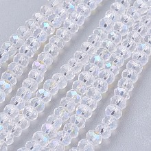 Honeyhandy Electroplate Glass Bead Strands, AB Color, Faceted, Rondelle, Clear AB, 3x2mm, Hole: 0.5mm, about 140pcs/strand, 13 inch