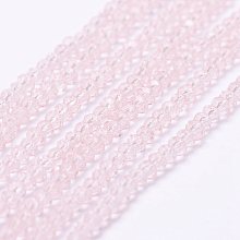 Honeyhandy Transparent Glass Beads Strands, Faceted, Rondelle, Lavender Blush, 2.5x1.5~2mm, Hole: 0.5mm, about 185~190pcs/strand, 13.7 inch~14.1 inch