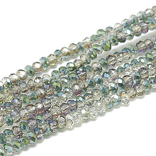 Honeyhandy Electroplate Glass Beads Strands, Faceted, Rondelle, Colorful, 2.5x1.5mm, Hole: 0.8mm, about 160~165pcs/strand, 13.78 inch~14.17 inch(35~36cm)