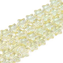 Electroplate Glass Beads Strand, AB Color, Star, Light Goldenrod Yellow, 8.5x9x3mm, Hole: 0.8mm, about 79~80pcs/strand, 24.80 inch~ 25.20 inch(63~64cm)