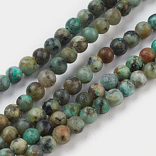 Honeyhandy Natural African Turquoise(Jasper) Bead Strands, Round, 2mm, Hole: 0.6mm, about 170~180pcs/strand, 15.7 inch