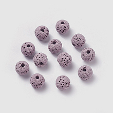 Honeyhandy Unwaxed Natural Lava Rock Beads, for Perfume Essential Oil Beads, Aromatherapy Beads, Dyed, Round, Thistle, 8.5mm, Hole: 1.5~2mm