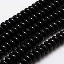 Honeyhandy Natural Agate Bead Strands, Dyed, Rondelle, Black, 8.5x4mm, Hole: 1mm, about 98pcs/strand, 14 inch