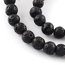 Honeyhandy Natural Dyed Lava Rock Gemstone Round Bead Strands, 6mm, Hole: 1mm, about 62pcs/strand, 15.7 inch