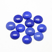 Honeyhandy Natural White Jade Cabochons, Dyed, Half Round/Dome, Royal Blue, 12x5mm