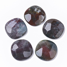 Honeyhandy Natural Indian Agate Cabochons, Faceted, Flat Round, 26x26x7~8mm