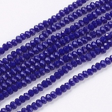 Arricraft Opaque Solid Color Glass Bead Strands, Imitation Jade, Faceted, Rondelle, Royal Blue, 3x2mm, Hole: 0.8mm, about 185~190pcs/strand, 14.9~17.3 inch(38~44cm)