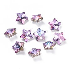 Honeyhandy Electroplate Glass Charms, Faceted, Star, Plum, 13x13.5x7mm, Hole: 1.2mm