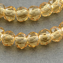 Honeyhandy Transparent Glass Beads Strands, Faceted, Rondelle, Sandy Brown, 3x2mm, Hole: 0.5mm, about 188~190pcs/strand, 16.7 inch