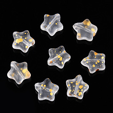 Honeyhandy Spray Painted Glass Beads, Frosted, Star, Clear, 8x8.5x4mm, Hole: 1mm