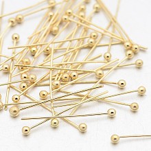 Honeyhandy Brass Ball Pins, Golden, 20x0.4mm, about 400pcs/20g