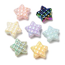 Honeyhandy Opaque Acrylic Beads, AB Color Plated, Star, Mixed Color, 19.5x19.5x9mm, Hole: 3.5mm