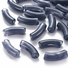 Honeyhandy Acrylic Beads, Imitation Gemstone, Curved Tube, Dark Slate Blue, 36x13.5x11.5mm, Hole: 4mm