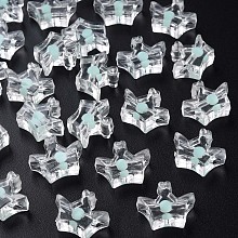 Transparent Acrylic Beads, Bead in Bead, Crown, Aquamarine, 14x17.5x7mm, Hole: 2mm