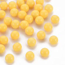 Opaque Acrylic Beads, No Hole, Round, Yellow, 4mm, about 1400pcs/50g