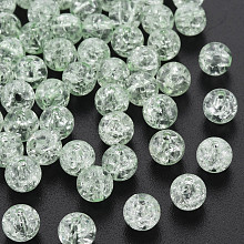 Honeyhandy Transparent Crackle Acrylic Beads, Round, Light Green, 8x7mm, Hole: 1.8~2mm