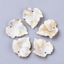 Arricraft Acrylic Pendants, Imitation Gemstone Style, Leaf, Floral White, 25x24x5.5mm, Hole: 1.4mm