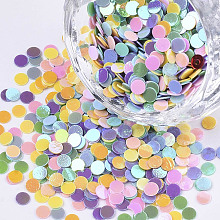 Honeyhandy Ornament Accessories, PVC Plastic Paillette/Sequins Beads, AB Color Plated, Flat Round, Mixed Color, 3x0.4mm, about 17000pcs/50g