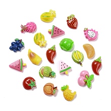 Self Adhesive Opaque Resin Stickers, Play Food, Imitation Food, Vegetable & Fruit, Mixed Color, 18~25.5x13~16x7.5~8mm