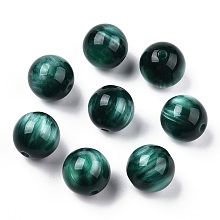 Honeyhandy Resin Beads, Imitation Gemstone, Round, Dark Green, 12mm, Hole: 2mm