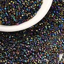 Arricraft Cylinder Seed Beads, Metallic Colours, Iris, Uniform Size, Colorful, 2x1.3~1.5mm, Hole: 0.8~1mm, about 888pcs/10g