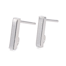 Honeyhandy 304 Stainless Steel Stud Earring Findings, Rectangle, Silver, 10x2mm, Hole: 1.8mm, Pin: 0.7mm