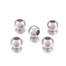 Honeyhandy 201 Stainless Steel Beads, with Rubber Inside, Slider Beads, Stopper Beads, Rondelle, Stainless Steel Color, 4x3mm, Hole: 1.2mm