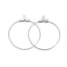 Honeyhandy 316 Surgical Stainless Steel Hoop Earring Findings, Ring, Stainless Steel Color, 21 Gauge, 35.5x31~32x0.7mm, Hole: 1mm