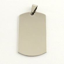 Honeyhandy 201 Stainless Steel Rectangle Stamping Blank Tag Pendants, with Snap on Bail, Stainless Steel Color, 43x24x1mm, Hole: 3mm