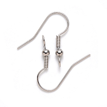 Honeyhandy 304 Stainless Steel Earring Hooks, Ear Wire, with Vertical Loop, Stainless Steel Color, 19~21x18mm, Hole: 2.5mm, Pin: 0.7mm