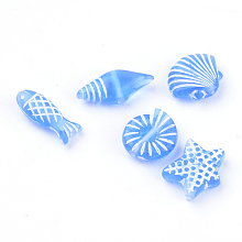 Honeyhandy Craft Style Transparent Acrylic Charms, Mixed Shapes, Deep Sky Blue, 11~16.5x6~13x4~5.5mm, Hole: 1mm