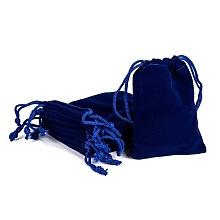 Honeyhandy Rectangle Velvet Pouches, Gift Bags, Dark Blue, 9x7cm