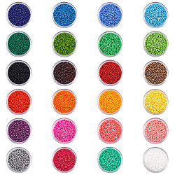 PandaHall Elite 24 Boxes of About 24000 Pcs 12/0 Multicolor Beading Glass Seed Beads 24 Colors Opaque Round Pony Bead Mini Spacer Beads Diameter 2mm with Container Box for Jewelry Making  ( SEED-PH0004-01-SZ )