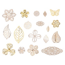 Iron Filigree Joiners, Mixed Shapes, Golden, 36pcs/box