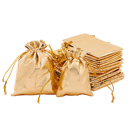 Organza Bags, Rectangle, Gold, 12x9cm; 9x7cm; 60pcs/set