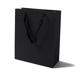 Honeyhandy Kraft Paper Bags, with Ribbon Handles, Gift Bags, Shopping Bags, Rectangle, Black, 28x23x9.7cm; Fold: 28x23x0.4cm