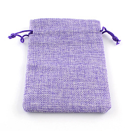 Honeyhandy Burlap Packing Pouches Drawstring Bags, Medium Purple, 9x7cm