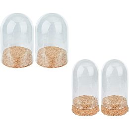 HOBBIESAY 4pcs 2 Size Glass Display Dome Cloche Bell Jar Terrarium with Cork Base Decorative Clear Glass Cloche Bell Jar Display Case for Rose Display Antique Collectibles Figurine