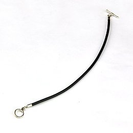 Honeyhandy Cowhide Leather Cord Bracelet Making, with Brass Cord Ends, Iron Jump Rings and Tibetan Style Bar & Ring Toggle Clasps, Black, 205x3mm