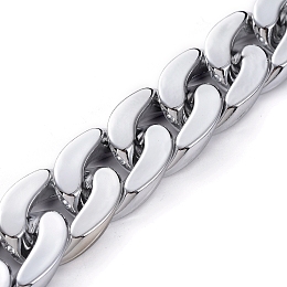 Honeyhandy Handmade Plastic Curb Chains, with CCB Plastic Linking Ring, Platinum, Link: 30x21x6mm, about 39.37 inch(1m)/strand