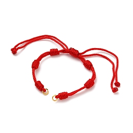 Honeyhandy Adjustable Braided Nylon Cord Bracelet Making, with 304 Stainless Steel Open Jump Rings, Red, Single Chain Length: about 6 inch(15cm)