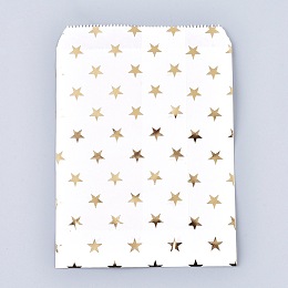 Honeyhandy Star Pattern Eco-Friendly Kraft Paper Bags, Gift Bags, Shopping Bags, Rectangle, Gold, 18x13x0.01cm