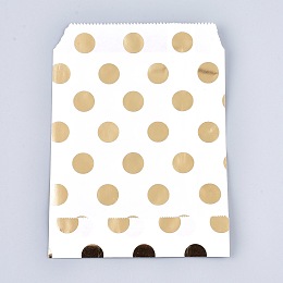 Honeyhandy Polka Dot Pattern Eco-Friendly Kraft Paper Bags, Gift Bags, Shopping Bags, Rectangle, Gold, 18x13x0.01cm