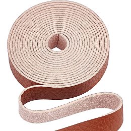 GORGECRAFT Lychee Pattern Leather Strap 78 Inch Long 0.5 Inch Wide Flat Cord Brown Leather Belt Strips for Crafts DIY Projects Clothing Pet Collars Traction Ropes Belt Keychains Wrapping