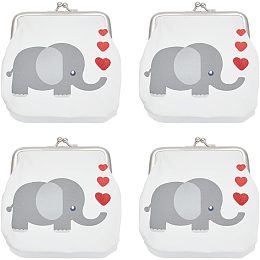 WADORN 4 Packs Coin Purse Animal Change Pouch, PU Leather Cute Elephant Wallet Bag Change Pouch Vintage Handbag Kiss Lock Clasp Clutch Card Holder for Women Key Holder, 4.8 x 4.9 x 0.3 Inch