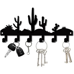 CREATCABIN Cactus Metal Key Holder Hanger Organizer Rack Wall Mounted Decor Decorative 6 Hooks for Entryway Front Door Kitchen Office University Dormitory,with Screws and Anchors 10.6inch x 5.1inch