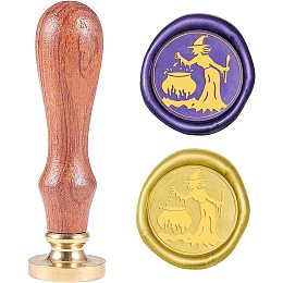 CRASPIRE Wax Seal Stamp Witch Vintage Brass Head Wooden Handle Removable Sealing Wax Seal Stamp 25mm for Embellishment of Envelopes Wedding Invitations Wine Packages